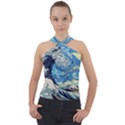 Starry Night Hokusai Vincent Van Gogh The Great Wave Off Kanagawa Cross Neck Velour Top View1