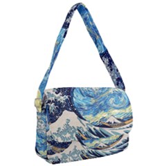 Starry Night Hokusai Vincent Van Gogh The Great Wave Off Kanagawa Courier Bag by Semog4