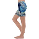 Starry Night Hokusai Vincent Van Gogh The Great Wave Off Kanagawa Kids  Lightweight Velour Capri Yoga Leggings View2