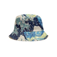 Starry Night Hokusai Vincent Van Gogh The Great Wave Off Kanagawa Bucket Hat (kids) by Semog4