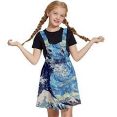 Starry Night Hokusai Vincent Van Gogh The Great Wave Off Kanagawa Kids  Apron Dress by Semog4