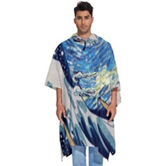 Starry Night Hokusai Vincent Van Gogh The Great Wave Off Kanagawa Men s Hooded Rain Ponchos by Semog4