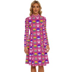 Pattern 211 Long Sleeve Shirt Collar A-line Dress by GardenOfOphir