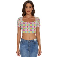 Pattern 214 Short Sleeve Square Neckline Crop Top  by GardenOfOphir