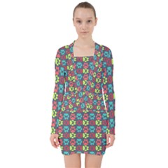 Pattern 217 V-neck Bodycon Long Sleeve Dress by GardenOfOphir