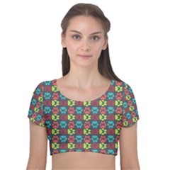 Pattern 217 Velvet Short Sleeve Crop Top 