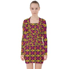 Pattern 218 V-neck Bodycon Long Sleeve Dress by GardenOfOphir