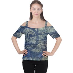 Elemental Beauty Abstract Print Cutout Shoulder Tee