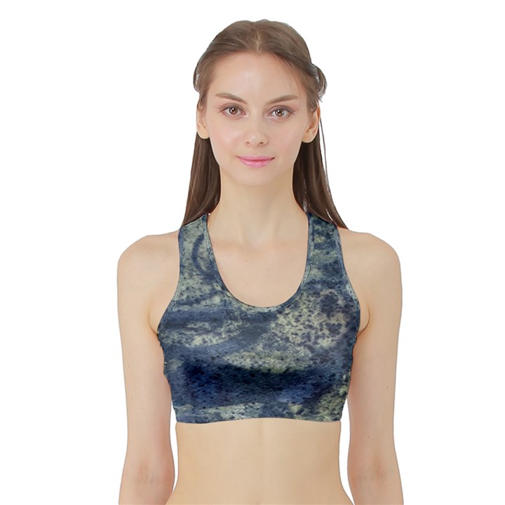 Elemental Beauty Abstract Print Sports Bra with Border