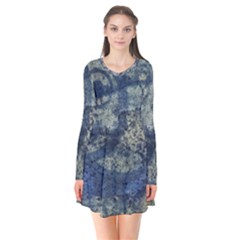 Elemental Beauty Abstract Print Long Sleeve V-neck Flare Dress by dflcprintsclothing