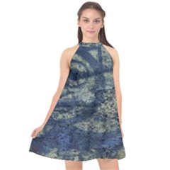 Elemental Beauty Abstract Print Halter Neckline Chiffon Dress 