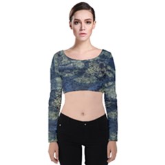 Elemental Beauty Abstract Print Velvet Long Sleeve Crop Top by dflcprintsclothing