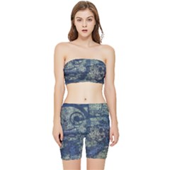 Elemental Beauty Abstract Print Stretch Shorts And Tube Top Set