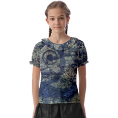 Elemental Beauty Abstract Print Kids  Frill Chiffon Blouse by dflcprintsclothing