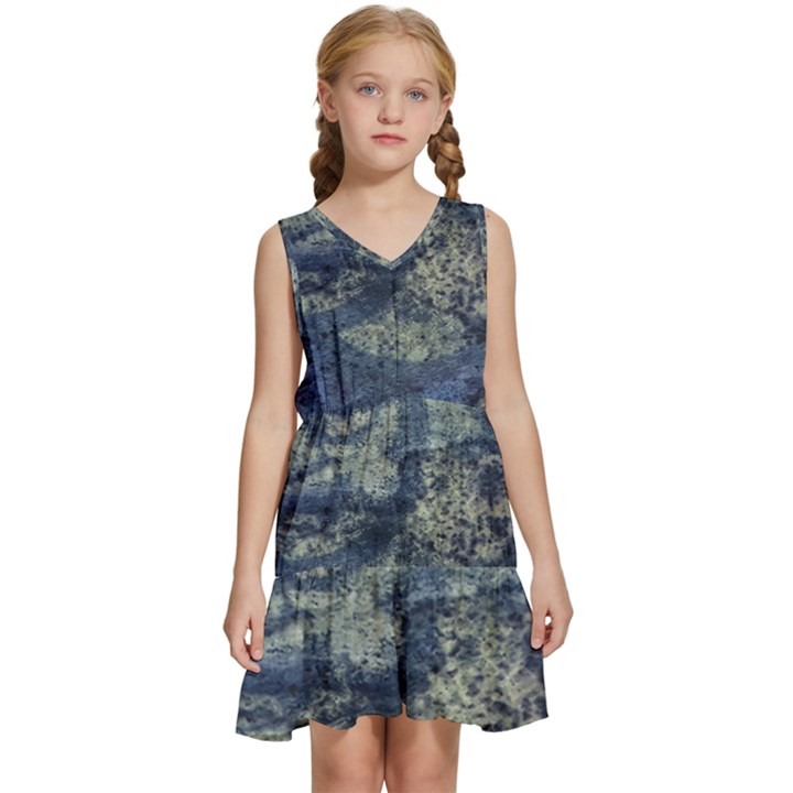 Elemental Beauty Abstract Print Kids  Sleeveless Tiered Mini Dress