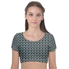 Pattern 233 Velvet Short Sleeve Crop Top  by GardenOfOphir