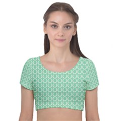 Pattern 235 Velvet Short Sleeve Crop Top  by GardenOfOphir