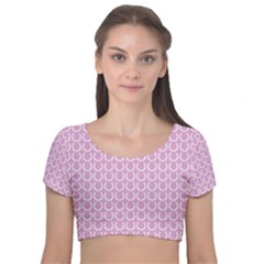 Pattern 237 Velvet Short Sleeve Crop Top  by GardenOfOphir