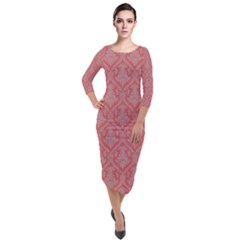 Pattern 241 Quarter Sleeve Midi Velour Bodycon Dress by GardenOfOphir