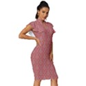 Pattern 241 Vintage Frill Sleeve V-Neck Bodycon Dress View3