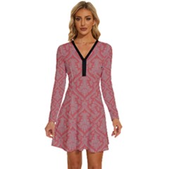 Pattern 241 Long Sleeve Deep V Mini Dress  by GardenOfOphir