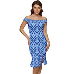 Pattern 244 Off Shoulder Ruffle Split Hem Bodycon Dress by GardenOfOphir