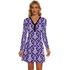 Pattern 247 Long Sleeve Deep V Mini Dress  by GardenOfOphir