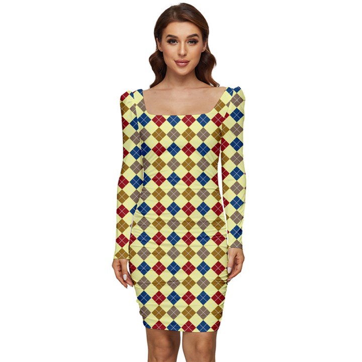 Pattern 249 Women Long Sleeve Ruched Stretch Jersey Dress