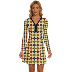 Pattern 249 Long Sleeve Deep V Mini Dress  by GardenOfOphir