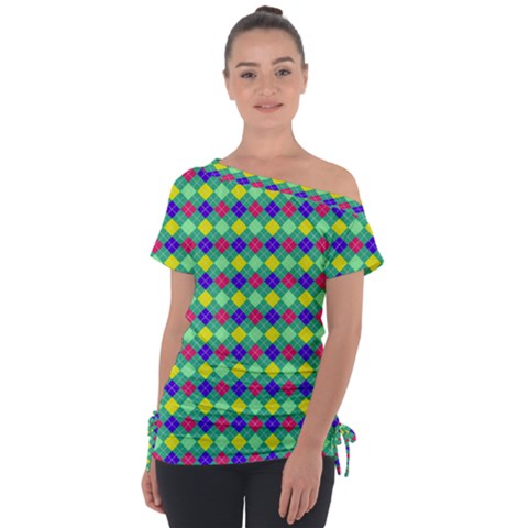 Pattern 250 Off Shoulder Tie-up Tee by GardenOfOphir