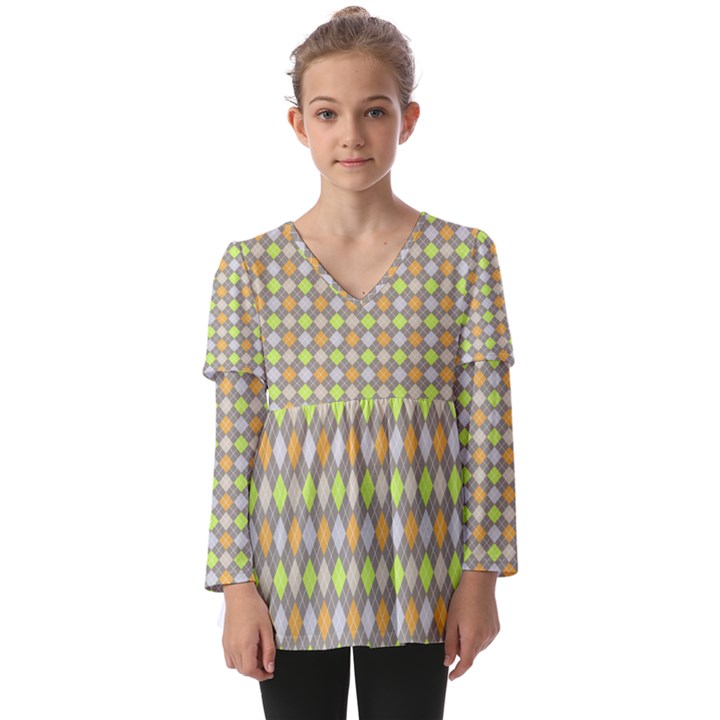 Pattern 253 Kids  V Neck Casual Top