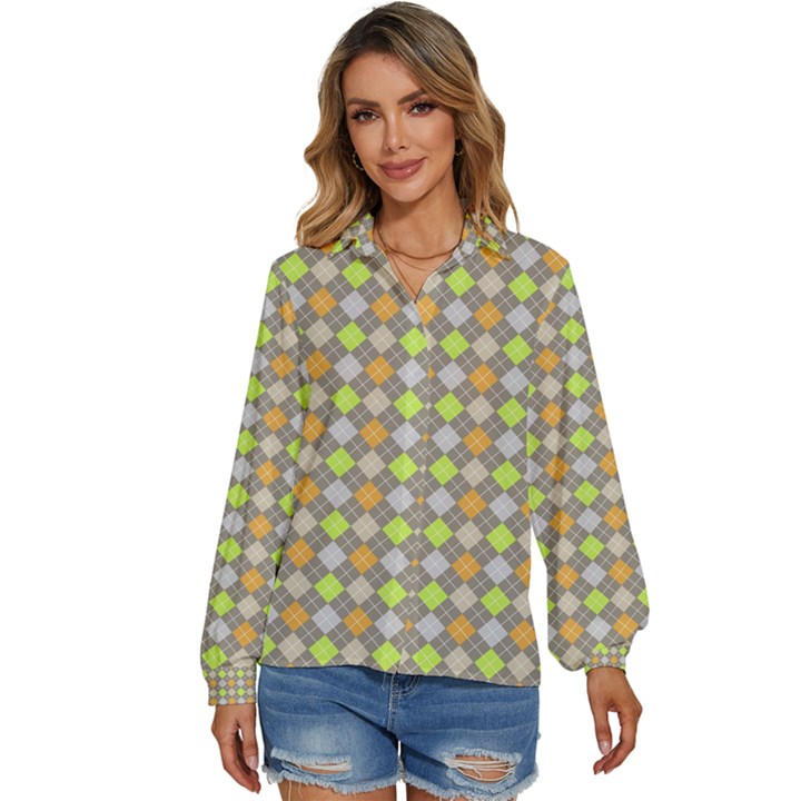 Pattern 253 Women s Long Sleeve Button Down Shirt