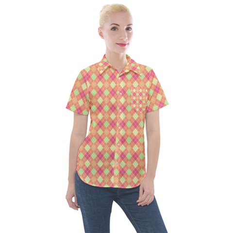 Pattern 256 Women s Short Sleeve Pocket Shirt by GardenOfOphir