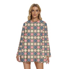 Pattern 258 Round Neck Long Sleeve Bohemian Style Chiffon Mini Dress by GardenOfOphir