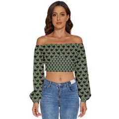 Pattern 266 Long Sleeve Crinkled Weave Crop Top