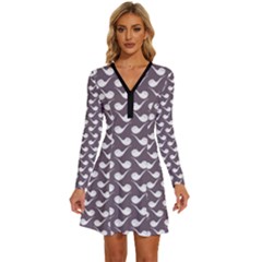 Pattern 282 Long Sleeve Deep V Mini Dress  by GardenOfOphir