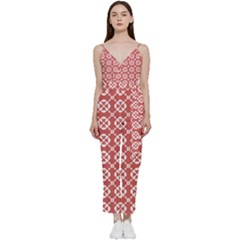 Pattern 290 V-neck Spaghetti Strap Tie Front Jumpsuit by GardenOfOphir