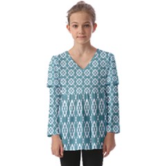 Pattern 299 Kids  V Neck Casual Top by GardenOfOphir