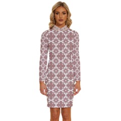 Pattern 302 Long Sleeve Shirt Collar Bodycon Dress by GardenOfOphir