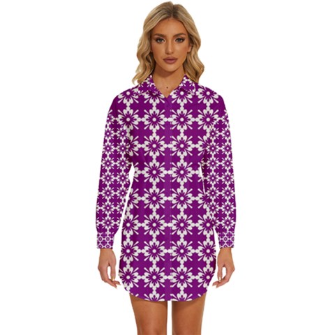 Pattern 305 Womens Long Sleeve Shirt Dress by GardenOfOphir