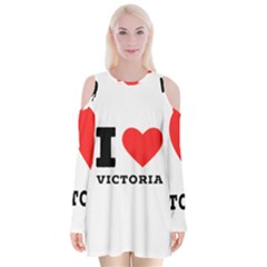 I Love Victoria Velvet Long Sleeve Shoulder Cutout Dress by ilovewhateva