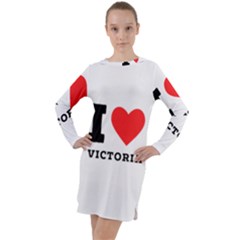 I Love Victoria Long Sleeve Hoodie Dress by ilovewhateva