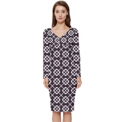 Pattern 309 Long Sleeve V-neck Bodycon Dress  by GardenOfOphir