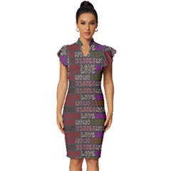 Pattern 311 Vintage Frill Sleeve V-neck Bodycon Dress by GardenOfOphir