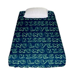 Navy Love Kisses Fitted Sheet (single Size)