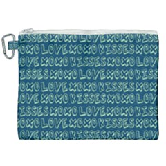 Navy Love Kisses Canvas Cosmetic Bag (xxl) by GardenOfOphir