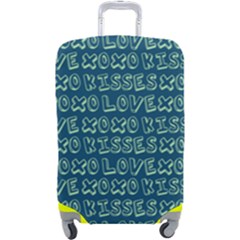 Navy Love Kisses Luggage Cover (large) by GardenOfOphir