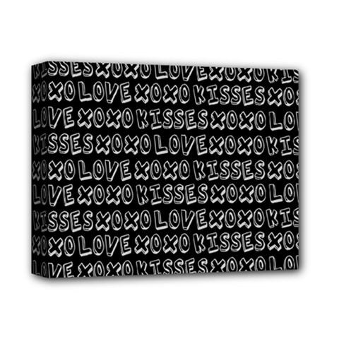 Black And White Love Kisses Pattern Deluxe Canvas 14  X 11  (stretched) by GardenOfOphir