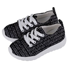 Black And White Love Kisses Pattern Kids  Lightweight Sports Shoes by GardenOfOphir