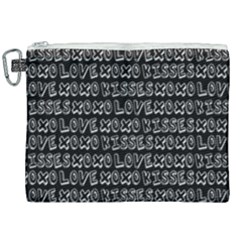 Black And White Love Kisses Pattern Canvas Cosmetic Bag (xxl) by GardenOfOphir